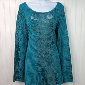 Rock & Republic Teal Metallic Long Sleeve Sweater